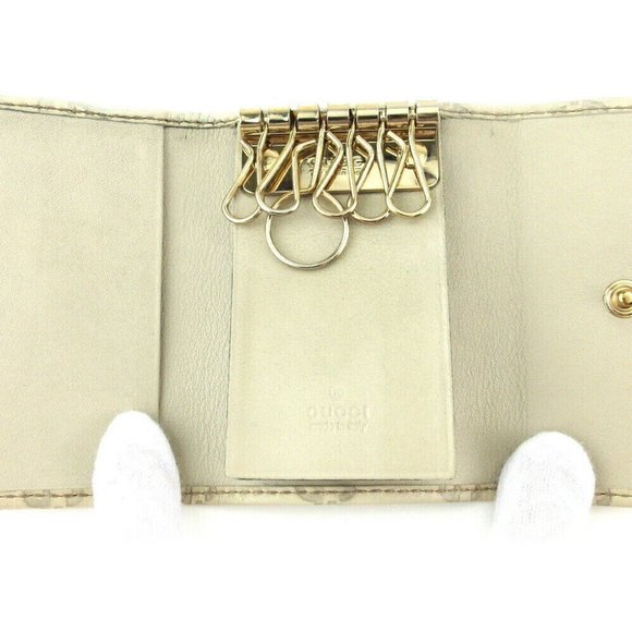GUCCI Key Case Gucci Mabeige Gray Gray Leather Authentic - Picture 5 of 9